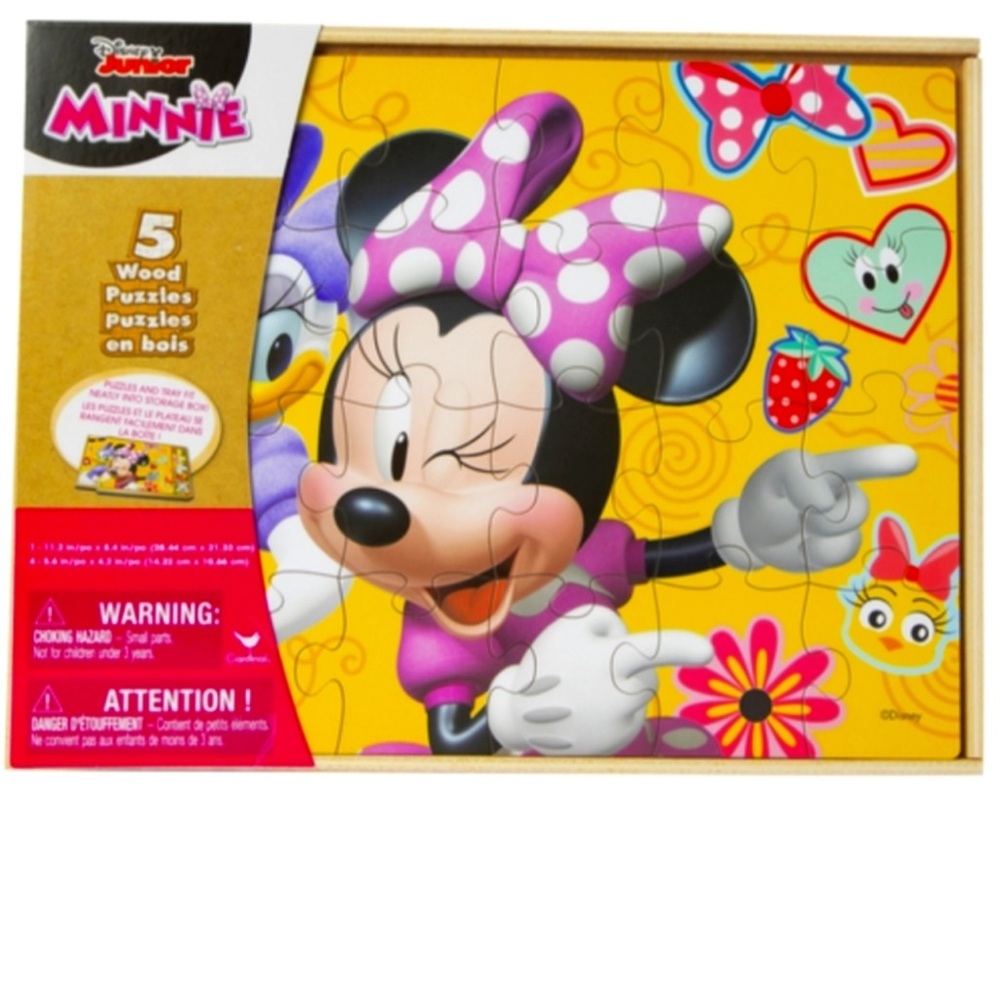 Disney Minnie Mouse and friends wooden puzzle 5 pack NWT